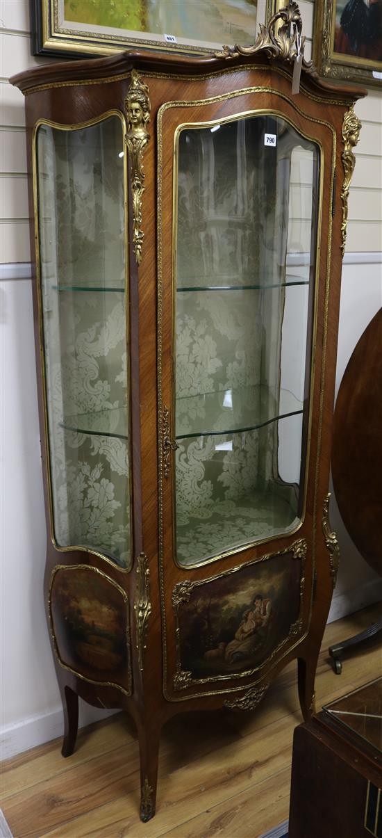 A Louis XV style Vernis Martin vitrine, H.184cm